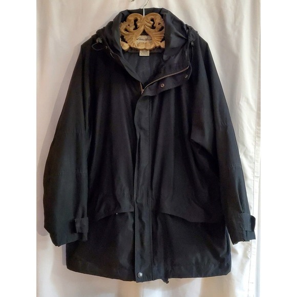 Eddie Bauer Lined Insulated Black Medium Jacket Vintage 90's Nylon And Polyester - Picture 1 of 3